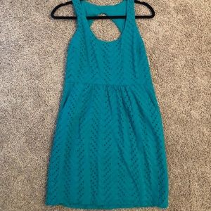 Teal eyelet dress (LOFT- Size 2)